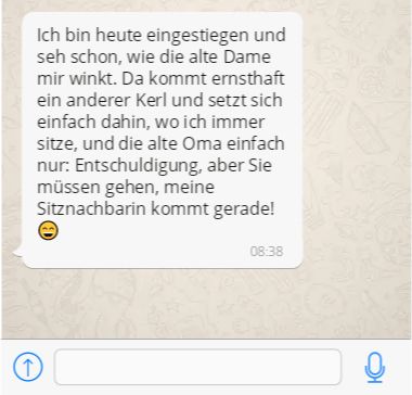 "Ich hab dir doch erzählt, dass ich jeden Morgen..."