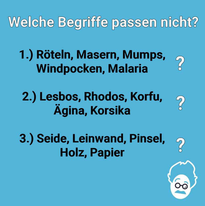 Welche Begriffe passen nicht?