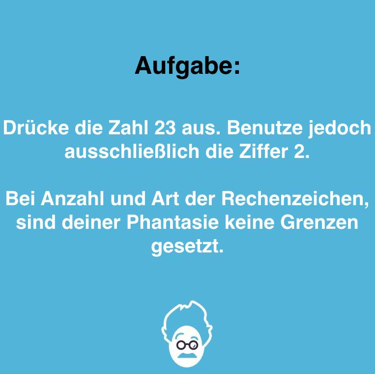 Zahlenrätsel: Drücke die Zahl 23 aus