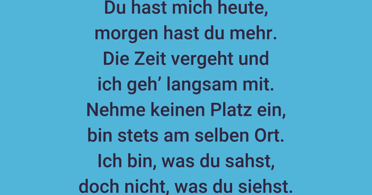Die Zeit vergeht, und ich geh mit