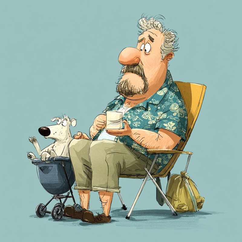 Papa entspannt mit seinem vierbeinigen Freund.