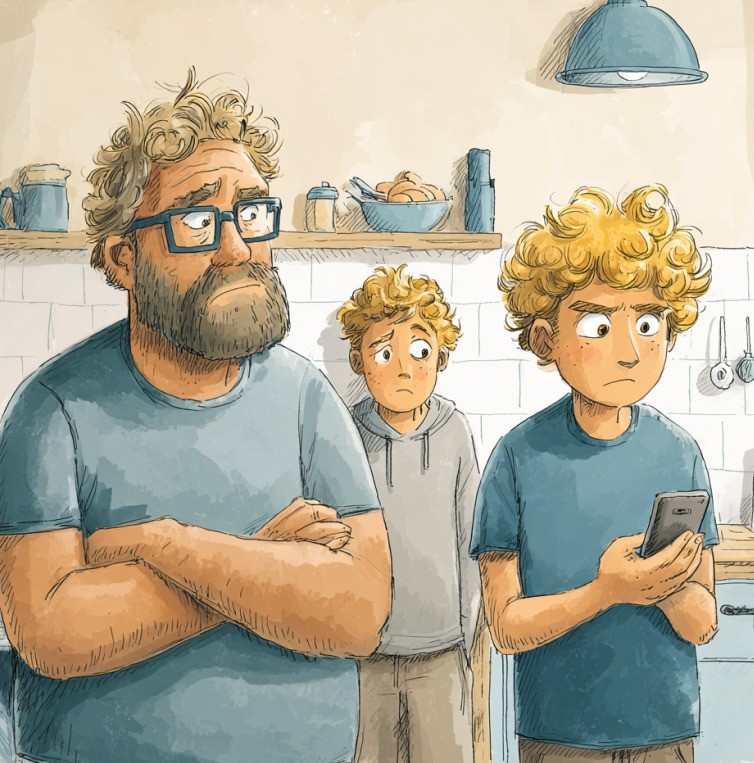 Vati und die Kinder – sie werden so schnell groß.